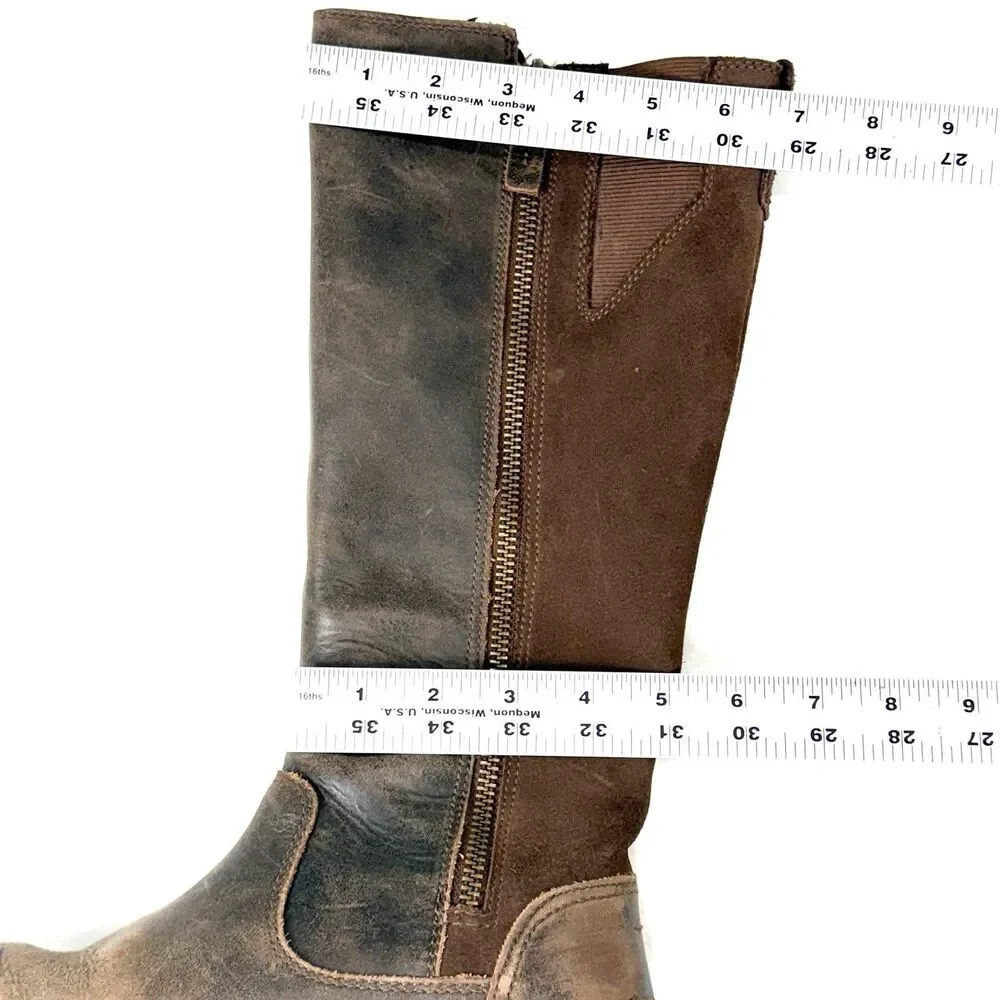Sorel Boots Womens 6.5 Emelie Tall Riding Brown Leather Side Zip Knee High Block